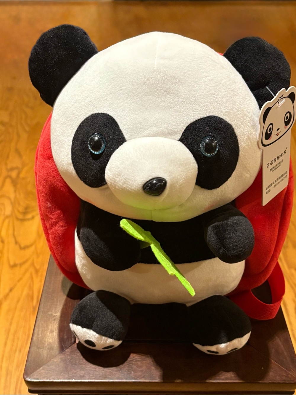 Plush Panda Kids Backpack - Black, White & Red